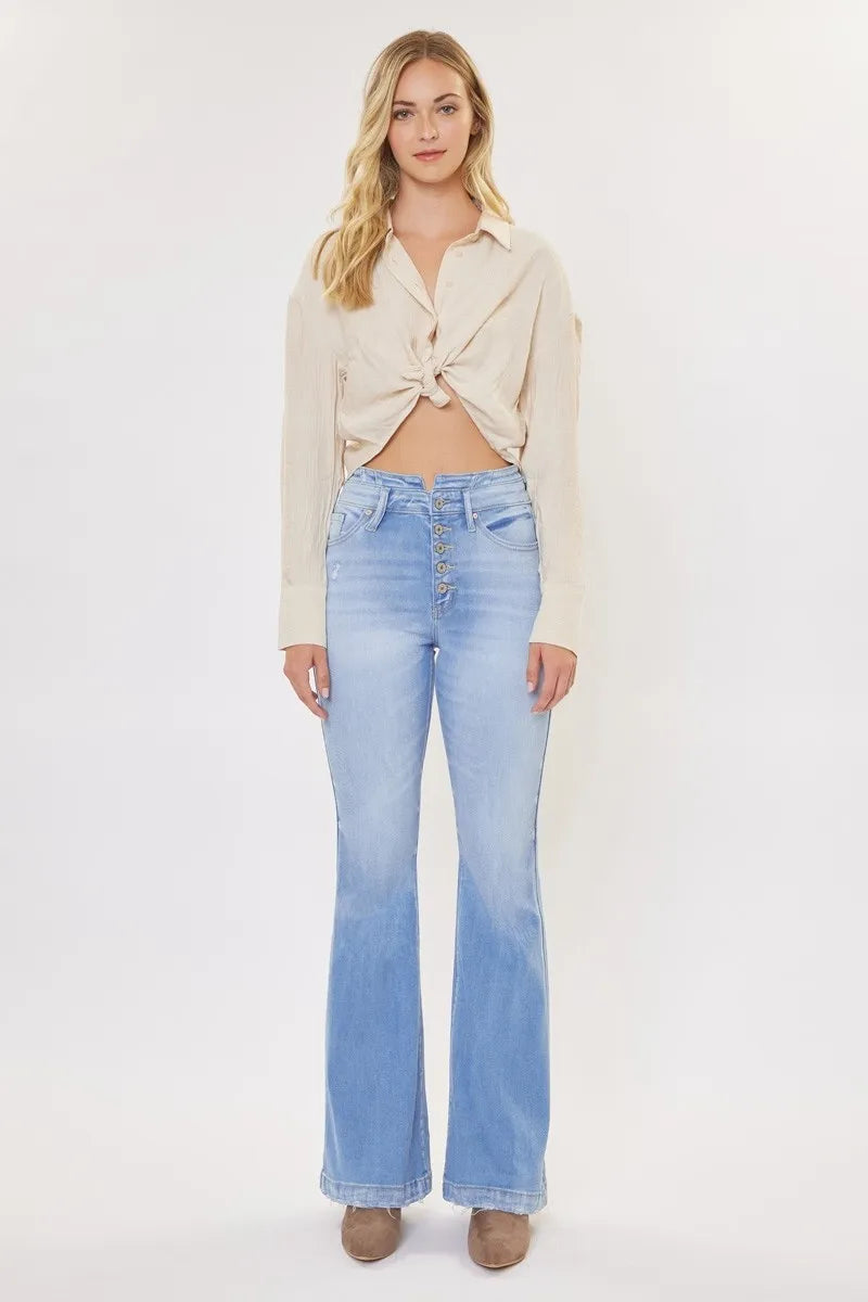 Get trendy with Curvy High Rise Flare Jeans - Jeans available at Styles Code. Grab yours today!