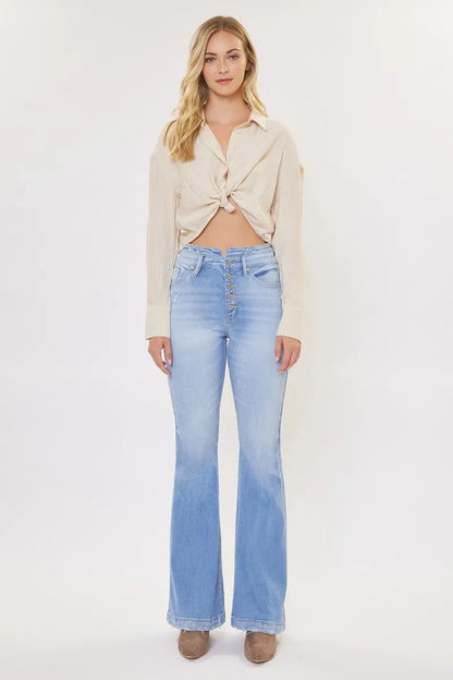Get trendy with Curvy High Rise Flare Jeans - Jeans available at Styles Code. Grab yours today!