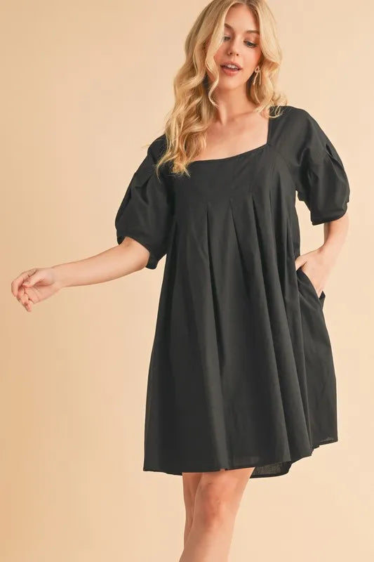 Get trendy with Square Neck Babydoll Dress - Dress available at Styles Code. Grab yours today!