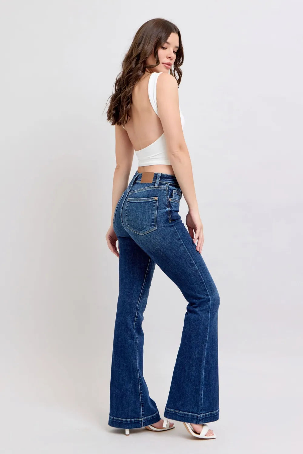 Get trendy with High Rise Flare Jeans Plus Size - Jeans available at Styles Code. Grab yours today!