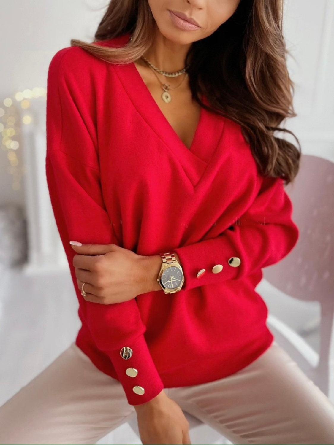 Get trendy with V-Neck Long Sleeve Sweatshirt -  available at Styles Code. Grab yours today!