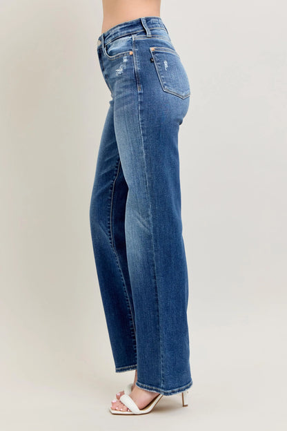 Get trendy with High Waist 90's Straight Leg Jean - Jeans available at Styles Code. Grab yours today!