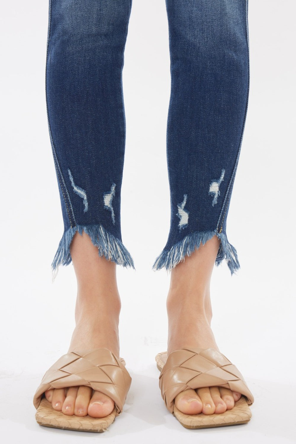 Get trendy with Raw Hem Cropped Jeans - Jeans available at Styles Code. Grab yours today!