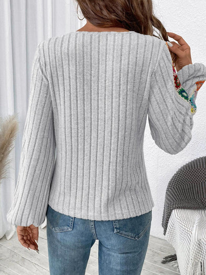 Get trendy with Embroidered Round Neck Long Sleeve Top -  available at Styles Code. Grab yours today!