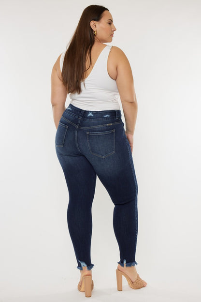 Get trendy with Kancan Full Size Cat's Whiskers Raw Hem High Waist Jeans -  available at Styles Code. Grab yours today!