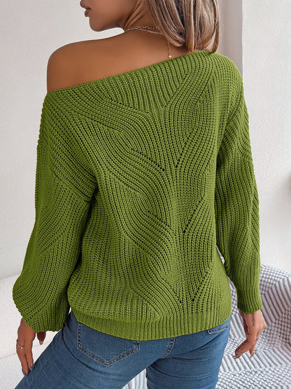 Get trendy with Openwork Long Sleeve Sweater - Sweaters available at Styles Code. Grab yours today!