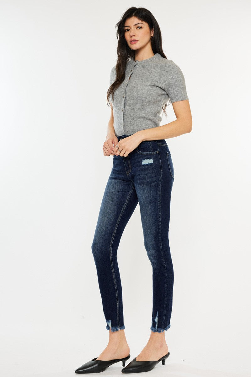 Get trendy with Kancan Full Size Cat's Whiskers Raw Hem High Waist Jeans -  available at Styles Code. Grab yours today!