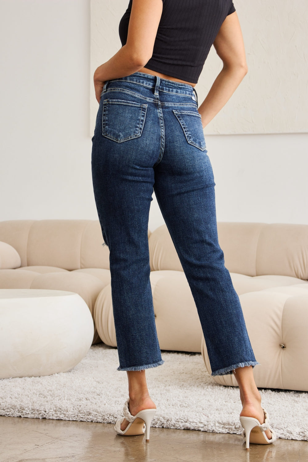 Get trendy with Full Size Distressed High Waist Jeans - Jeans available at Styles Code. Grab yours today!