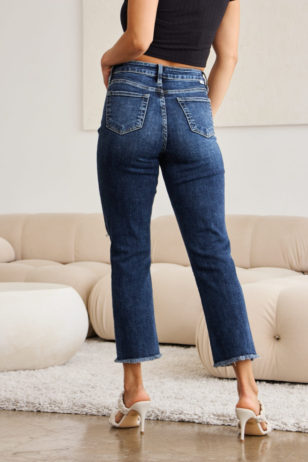 Get trendy with Full Size Distressed High Waist Jeans - Jeans available at Styles Code. Grab yours today!