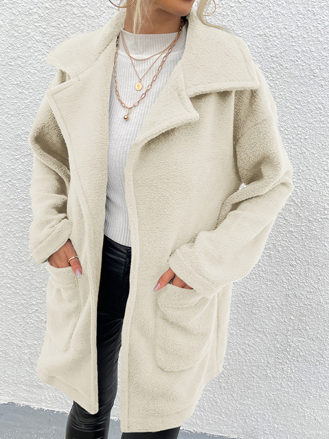 Get trendy with Shiny Dropped Shoulder Coat with Pockets - Coats available at Styles Code. Grab yours today!