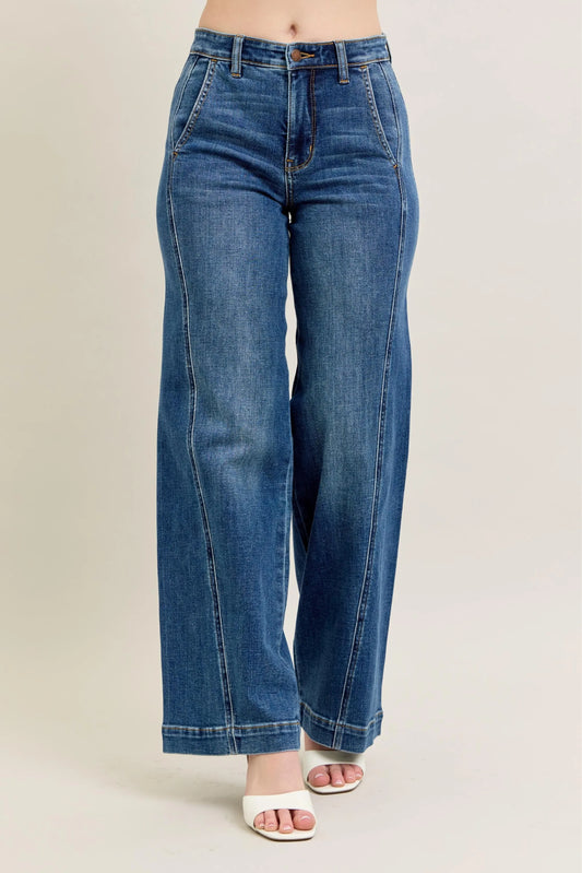 Get trendy with Full Size Wide Leg Jeans - Jeans available at Styles Code. Grab yours today!