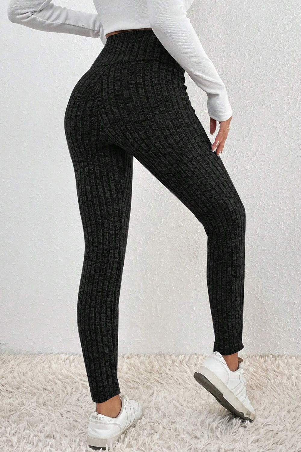 Get trendy with Ribbed High Waist Leggings - Leggings available at Styles Code. Grab yours today!