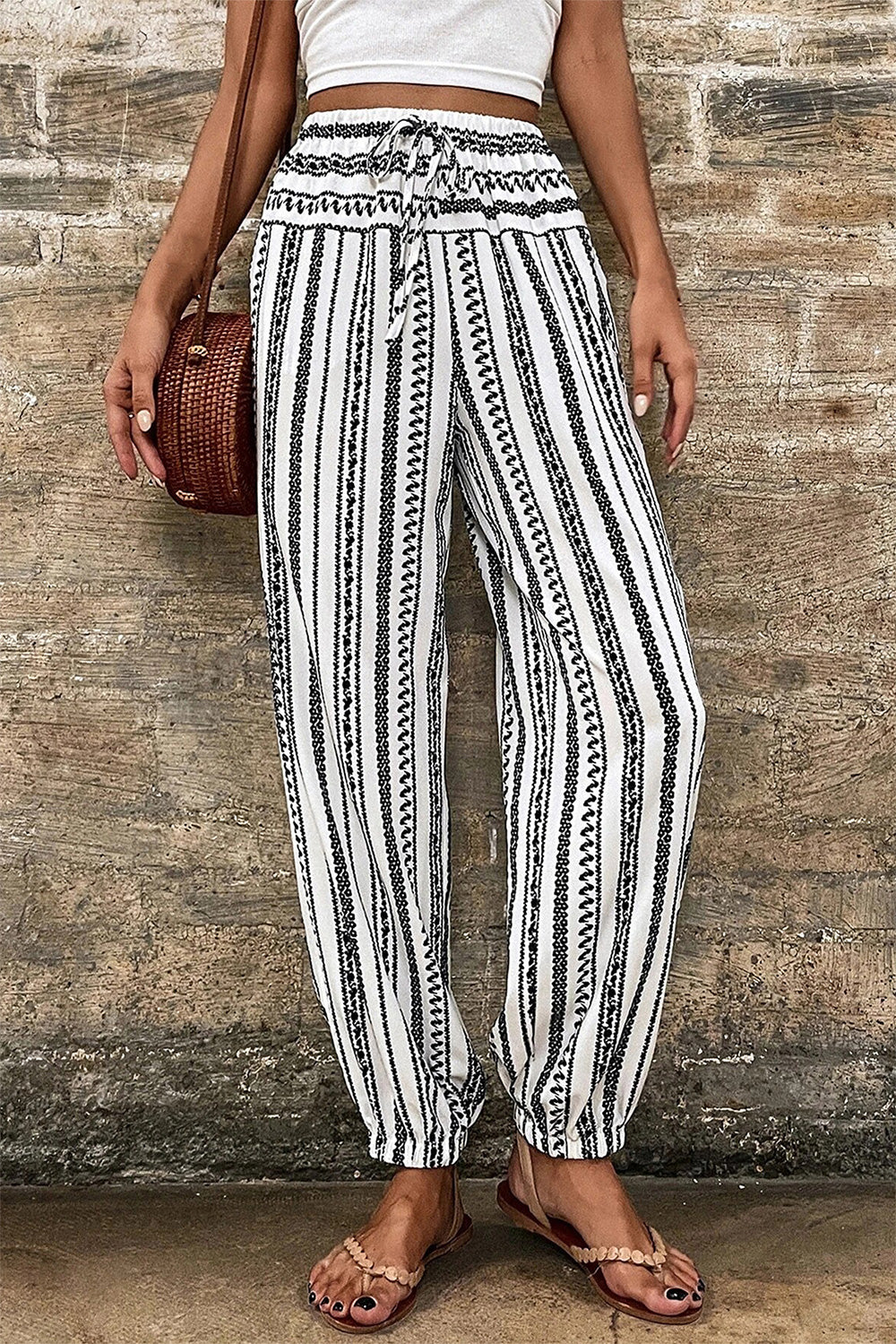 Get trendy with Printed Elastic Waist Pants - Pants available at Styles Code. Grab yours today!