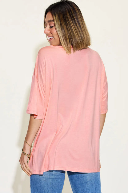 Get trendy with V-Neck Drop Shoulder T-Shirt - T-Shirt available at Styles Code. Grab yours today!