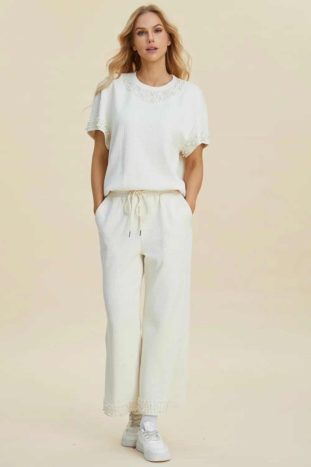 Get trendy with Round Neck Top and Pants Set - Two Piece Sets available at Styles Code. Grab yours today!