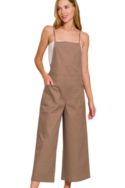 Get trendy with Woven Spaghetti Strap Overalls - Jumpsuit available at Styles Code. Grab yours today!