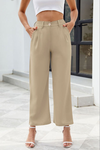 Get trendy with Pocketed High Waist Pants - Pants available at Styles Code. Grab yours today!