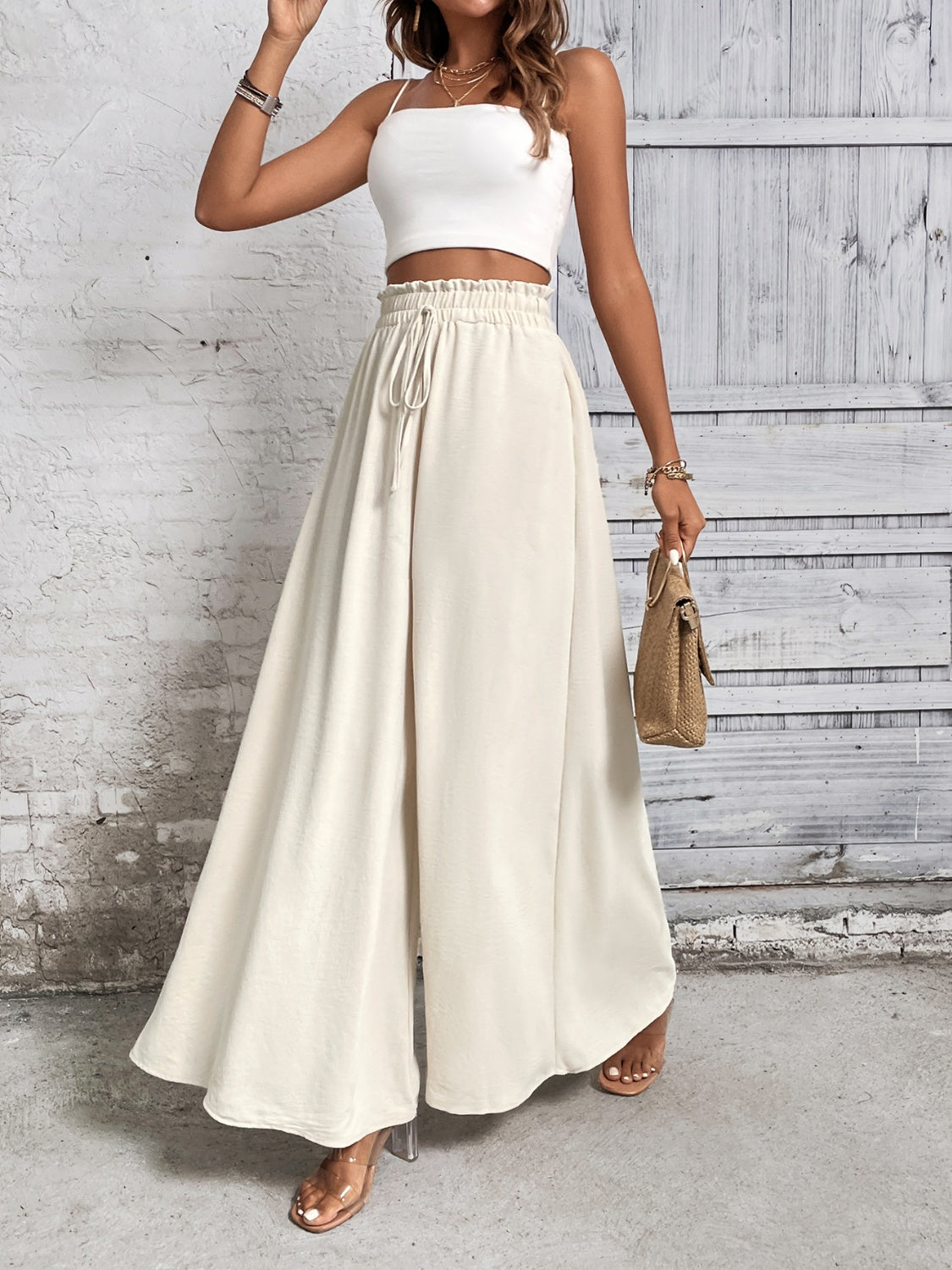 Get trendy with Honey Tied High Waist Wide Leg Pants - Pants available at Styles Code. Grab yours today!