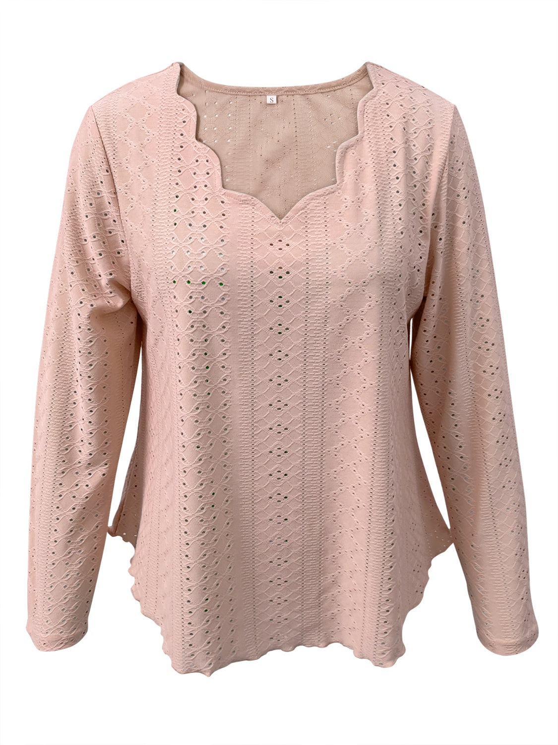 Get trendy with Eyelet Long Sleeve Blouse - Blouse available at Styles Code. Grab yours today!