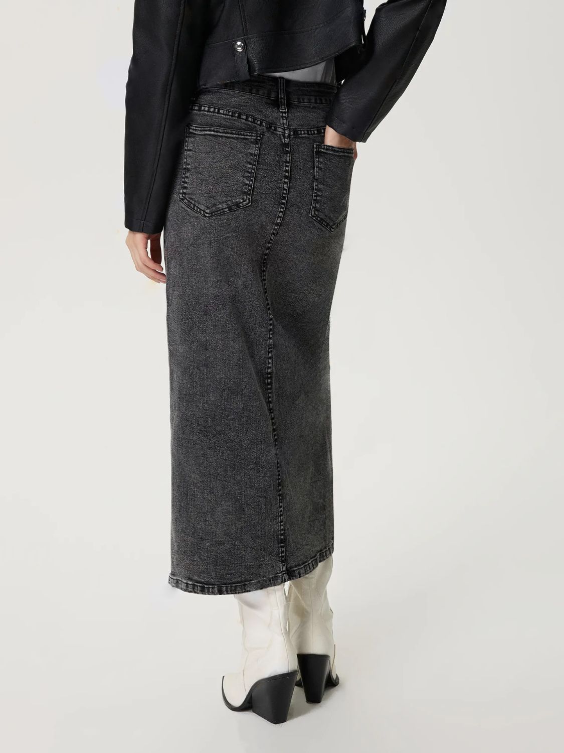 Get trendy with Slit Midi Denim Skirt with Pockets - Skirts available at Styles Code. Grab yours today!