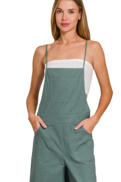 Get trendy with Woven Spaghetti Strap Overalls - Jumpsuit available at Styles Code. Grab yours today!