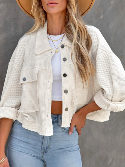 Get trendy with Button Up Long Sleeve Jacket -  available at Styles Code. Grab yours today!