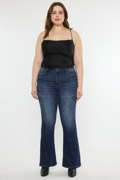 Get trendy with Kancan Full Size Mid Rise Slim Flare Jeans - Jeans available at Styles Code. Grab yours today!