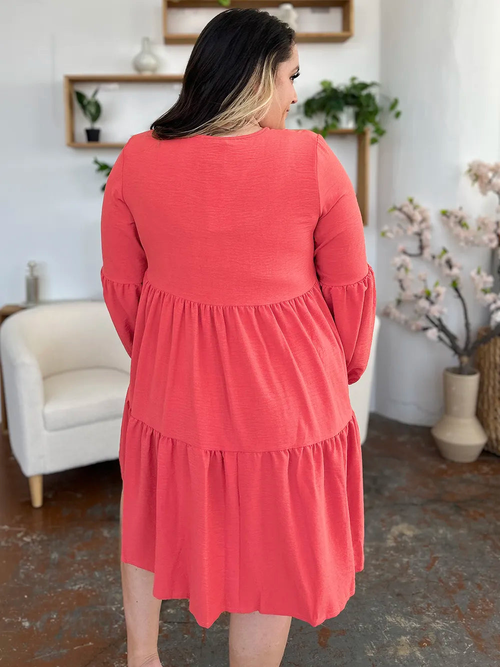 Get trendy with Full Size V-Neck Tiered Dress - Dress available at Styles Code. Grab yours today!