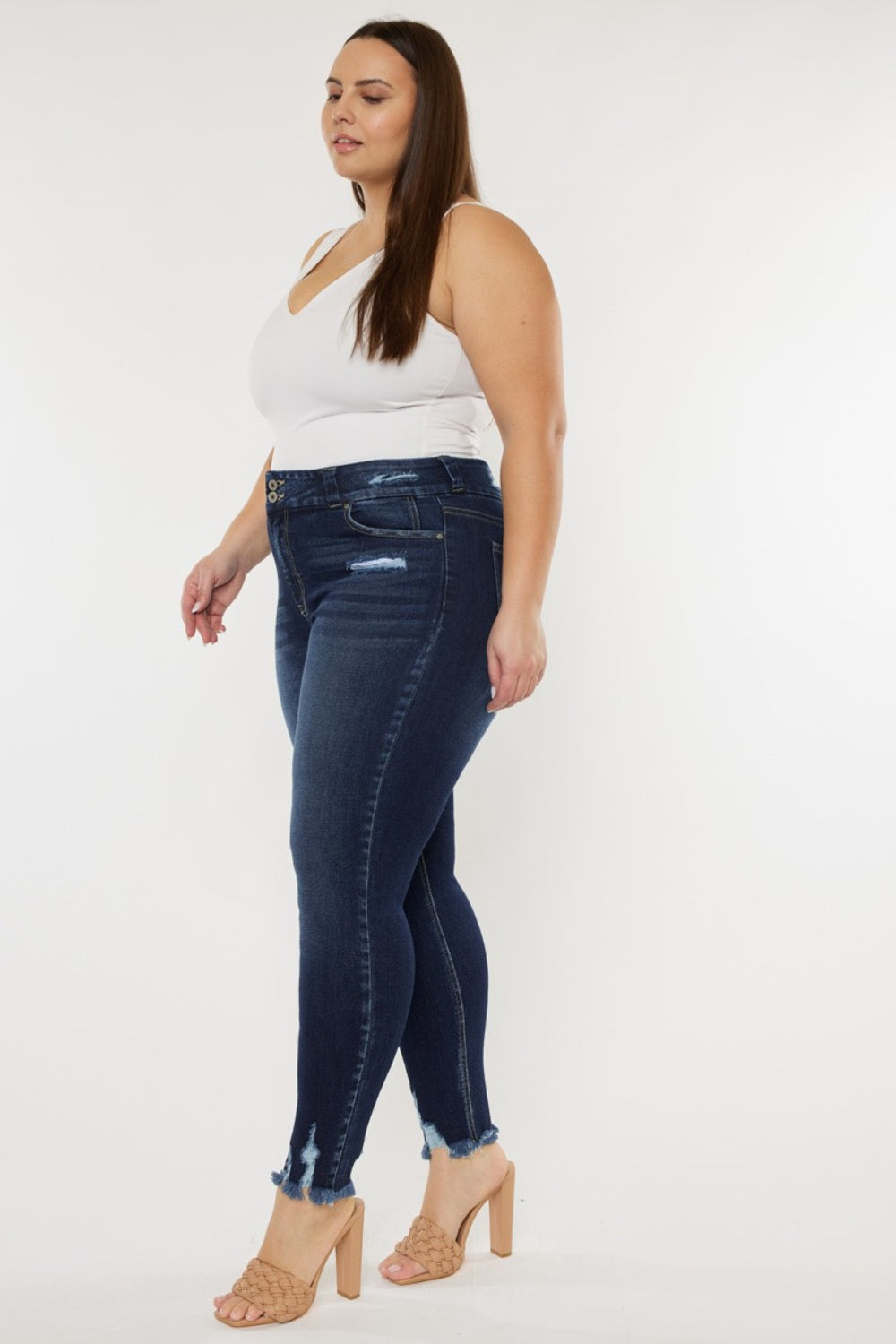 Get trendy with Kancan Full Size Cat's Whiskers Raw Hem High Waist Jeans -  available at Styles Code. Grab yours today!