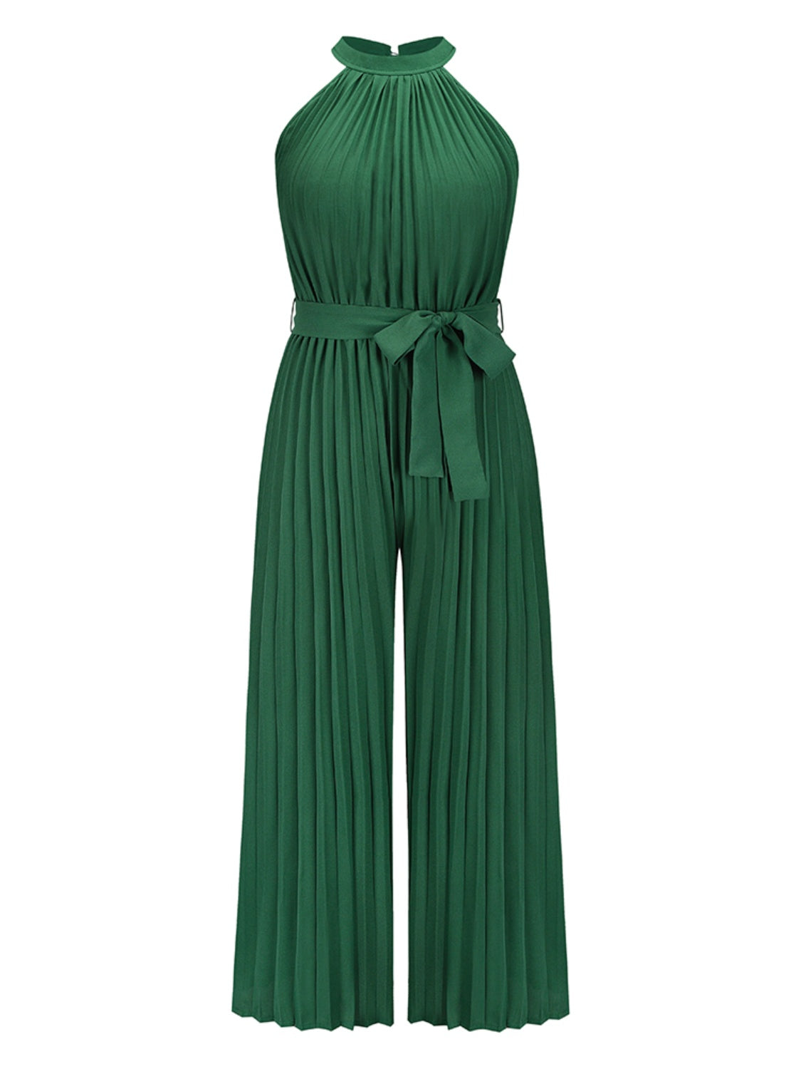 Get trendy with Cutout Tied Pleated Sleeveless Jumpsuit - Jumpsuit available at Styles Code. Grab yours today!