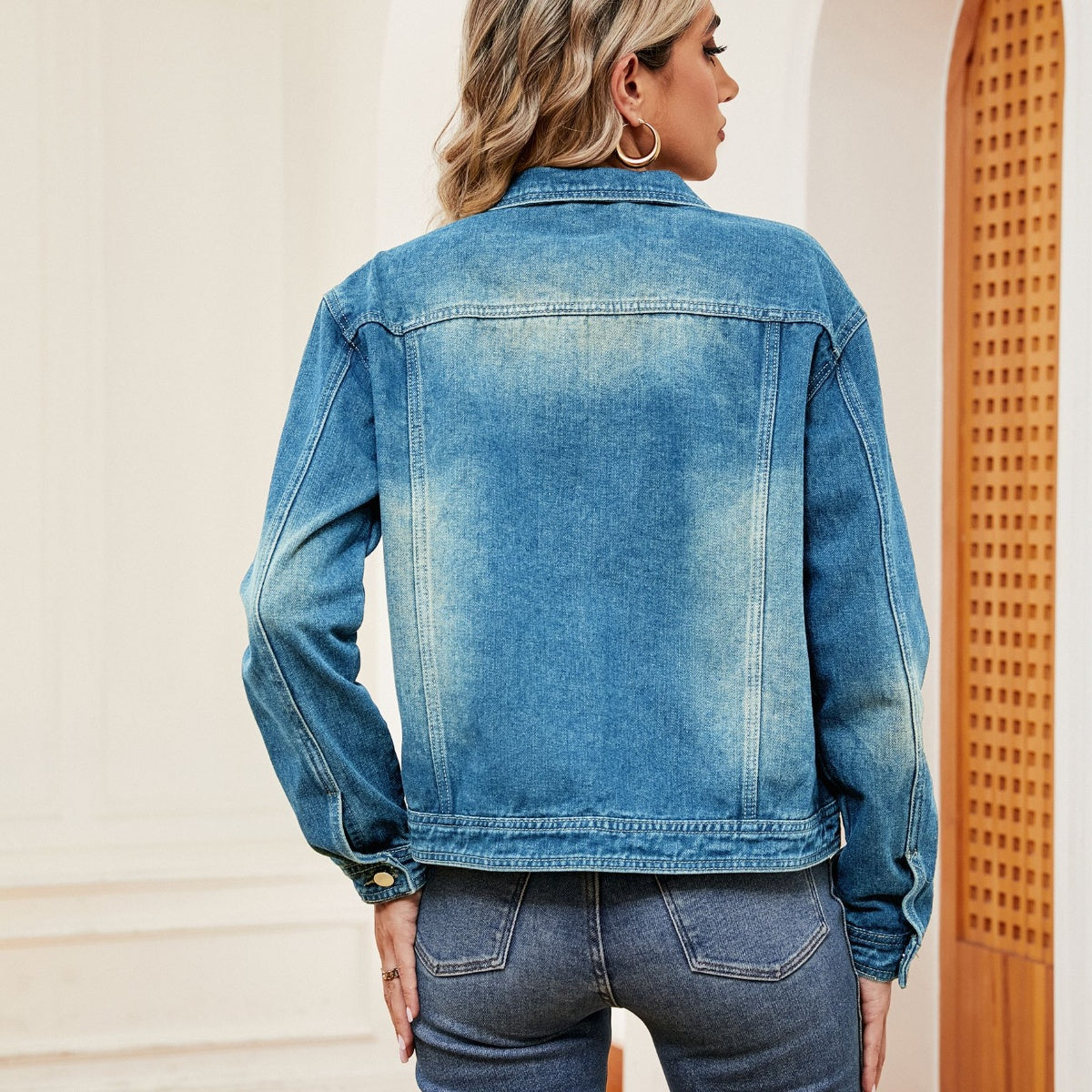 Get trendy with Washed Denim Jacket - Denim Jacket available at Styles Code. Grab yours today!