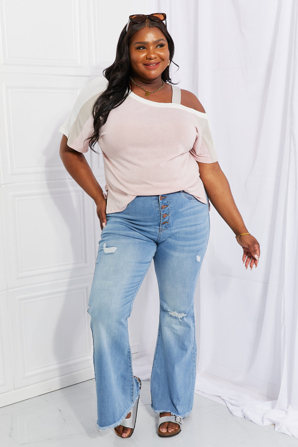 Get trendy with Full Size Cold Shoulder Tee - Tees available at Styles Code. Grab yours today!