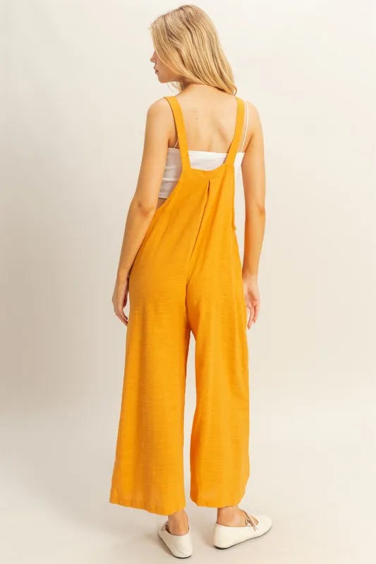 Get trendy with Textured Wide Leg Overall - Jumpsuit available at Styles Code. Grab yours today!
