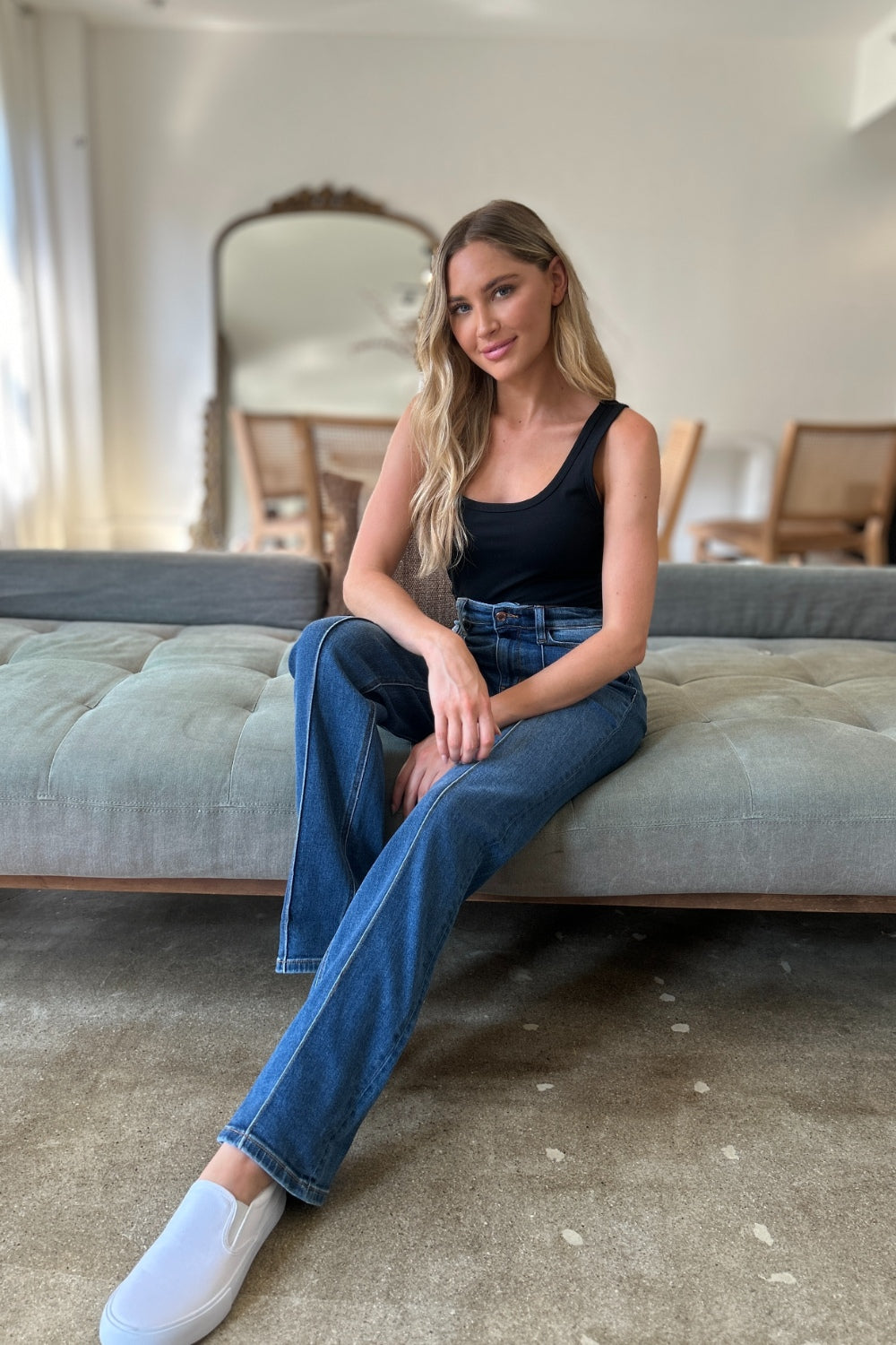 Get trendy with Judy Blue Full Size High Waist Front Seam Detail Straight Jeans - Plus Size available at Styles Code. Grab yours today!