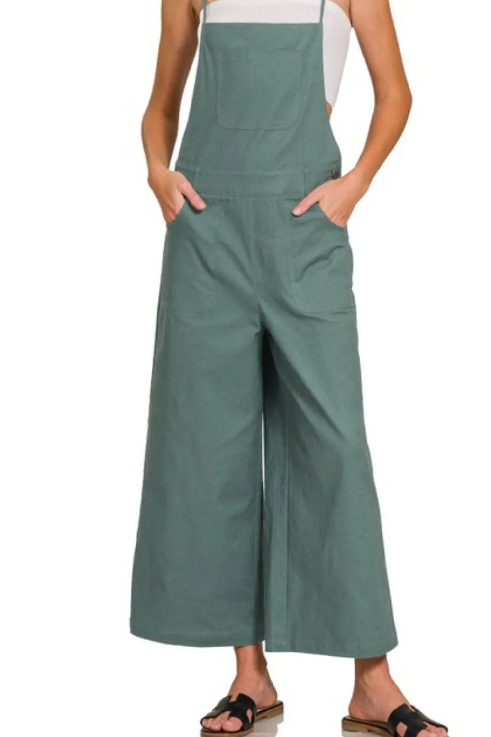 Get trendy with Woven Spaghetti Strap Overalls - Jumpsuit available at Styles Code. Grab yours today!