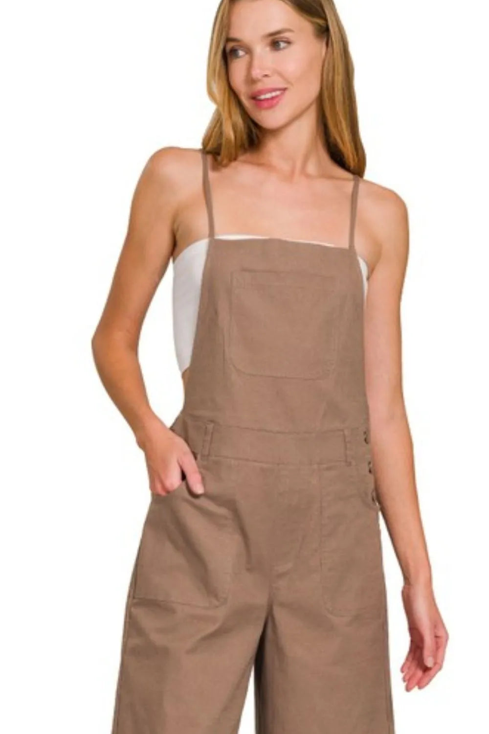 Get trendy with Woven Spaghetti Strap Overalls - Jumpsuit available at Styles Code. Grab yours today!
