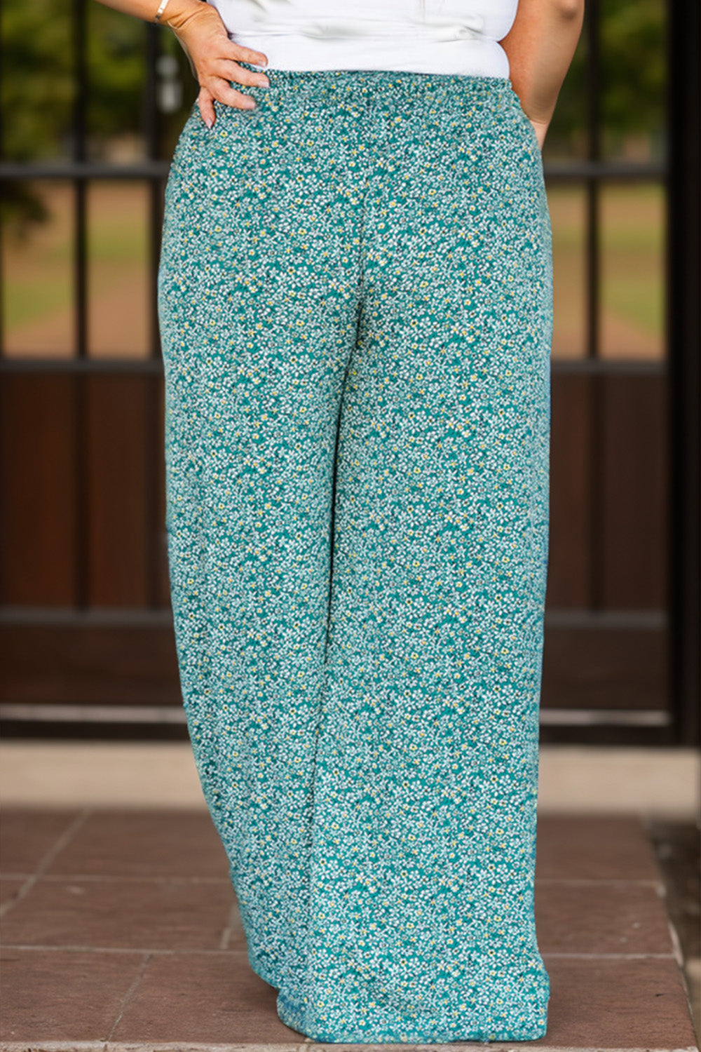 Get trendy with Plus Size Ditsy Floral Wide Lag Pants - Plus Size available at Styles Code. Grab yours today!