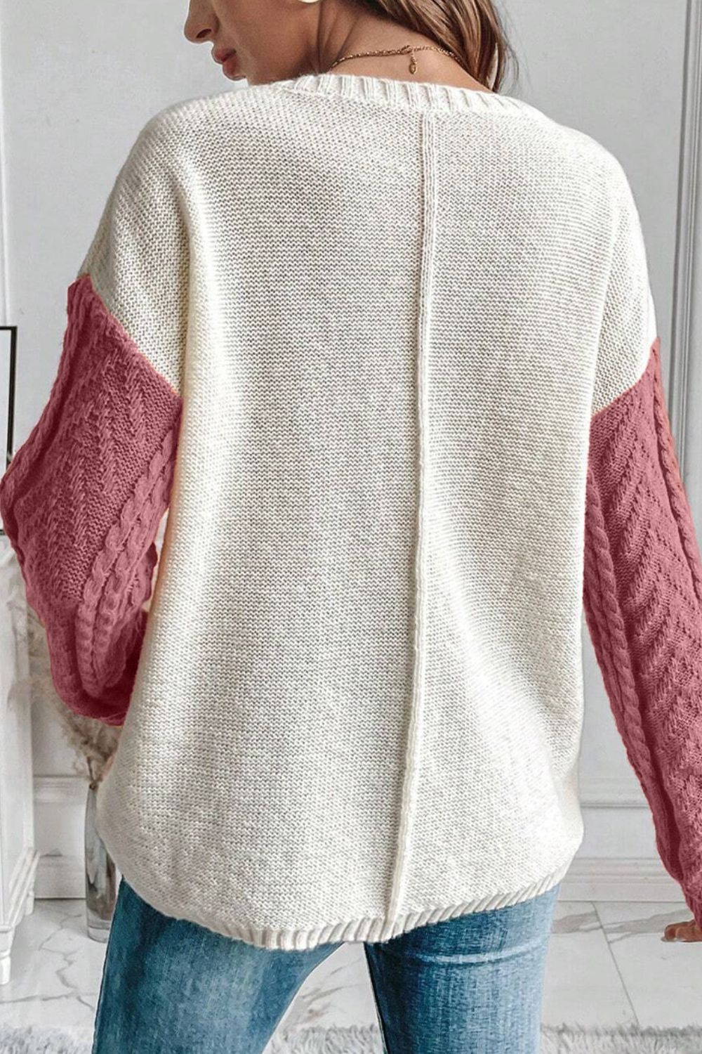 Get trendy with Color Block Round Neck Sweater - Sweaters available at Styles Code. Grab yours today!