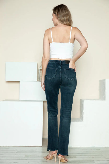 Get trendy with Button Fly Hem Straight Jeans - Jeans available at Styles Code. Grab yours today!
