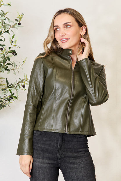 Get trendy with Mock Neck Zip Up Jacket - Jackets available at Styles Code. Grab yours today!