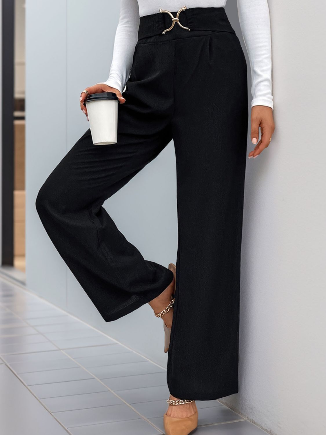 Get trendy with Perfee High Waist Straight Leg Pants - Pants available at Styles Code. Grab yours today!