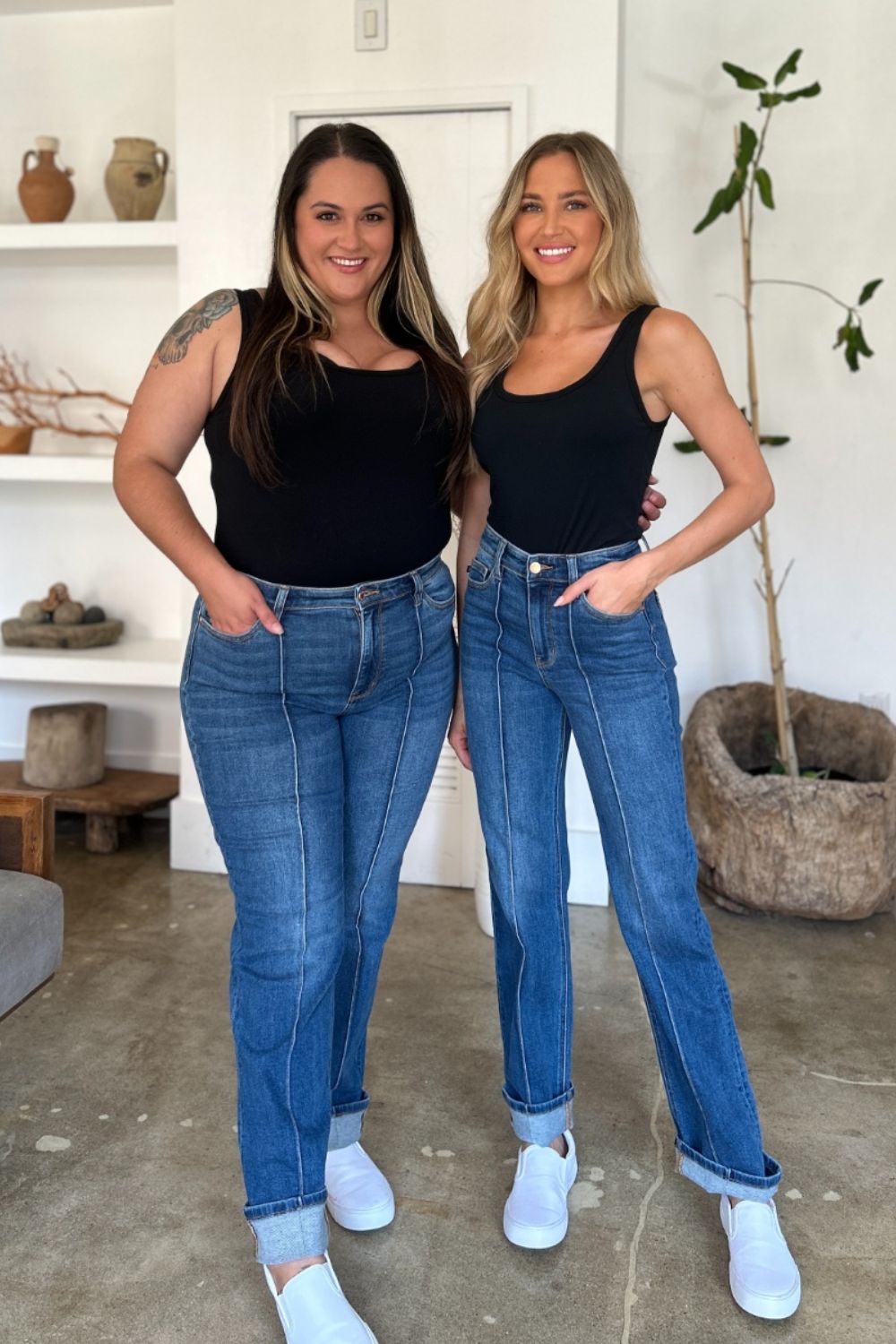 Get trendy with Full Size High Waist Straight Jeans - Plus Size available at Styles Code. Grab yours today!