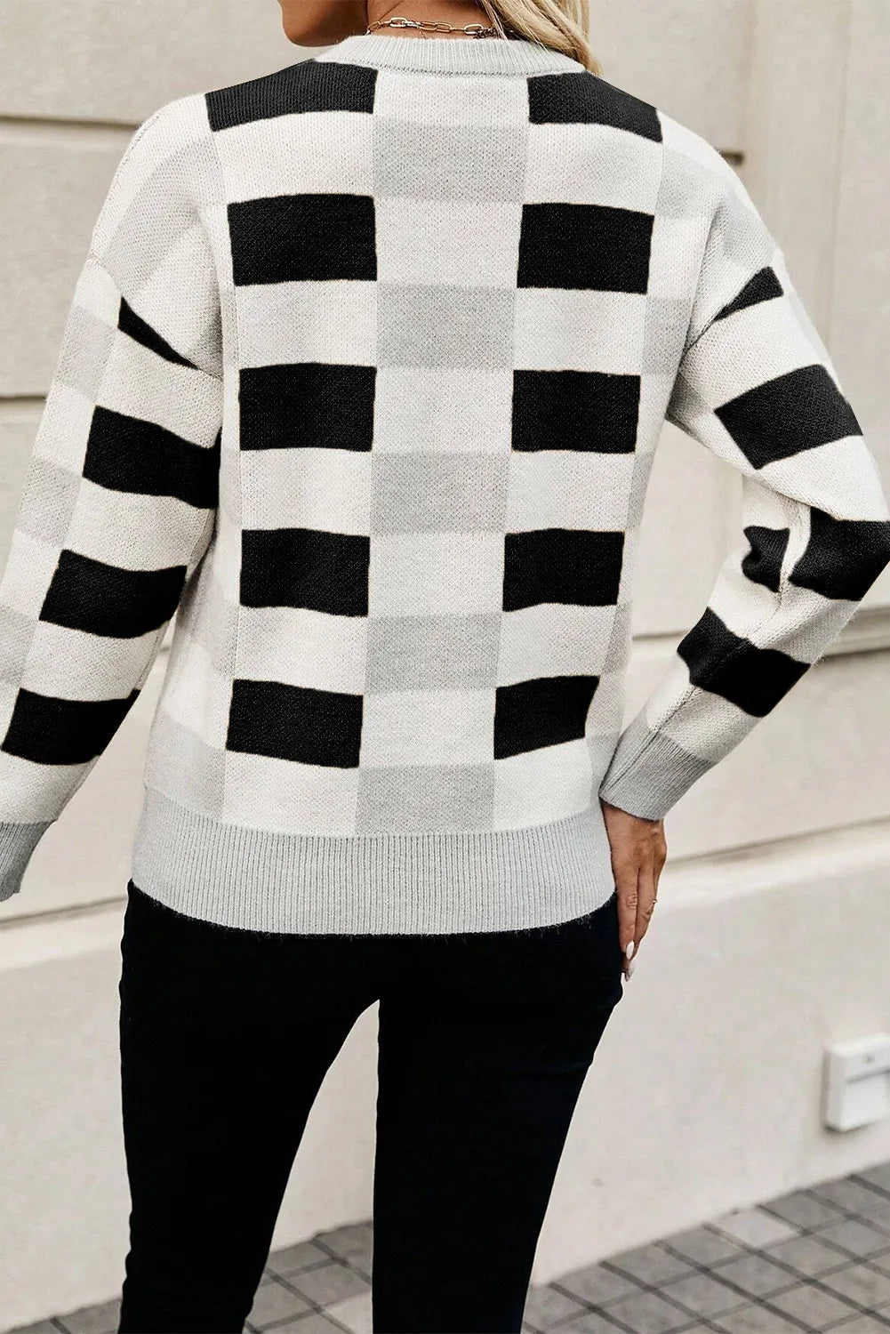 Get trendy with Color Block Round Neck Sweater - Sweaters available at Styles Code. Grab yours today!