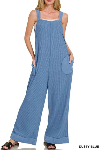 Get trendy with Knit Waffle Overalls - Jumpsuit available at Styles Code. Grab yours today!