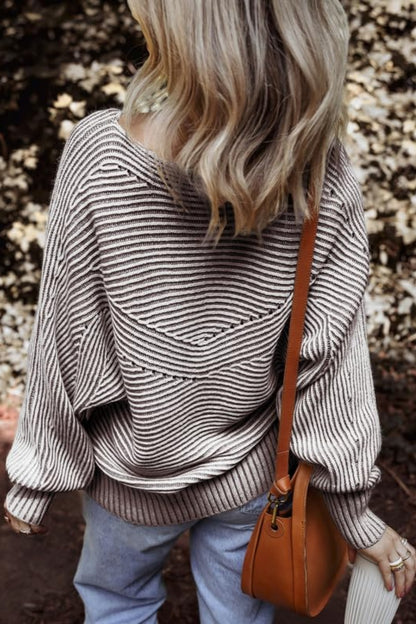 Get trendy with Textured Striped Round Neck Long Sleeve Top -  available at Styles Code. Grab yours today!