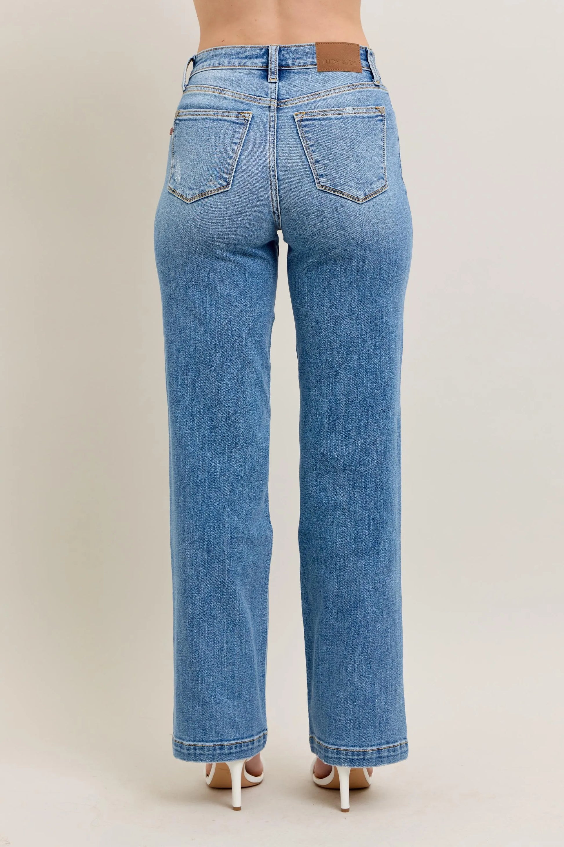 Get trendy with Full Size High Waist Straight Jeans - Jeans available at Styles Code. Grab yours today!