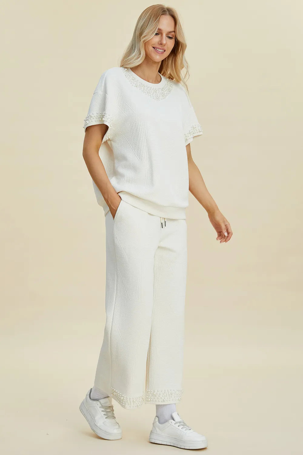 Get trendy with Round Neck Top and Pants Set - Two Piece Sets available at Styles Code. Grab yours today!