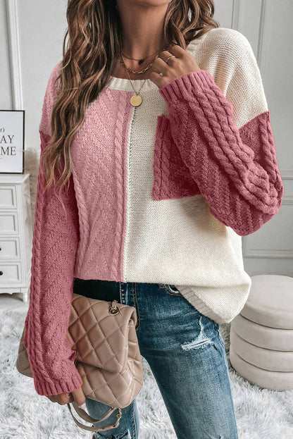 Get trendy with Color Block Round Neck Sweater - Sweaters available at Styles Code. Grab yours today!