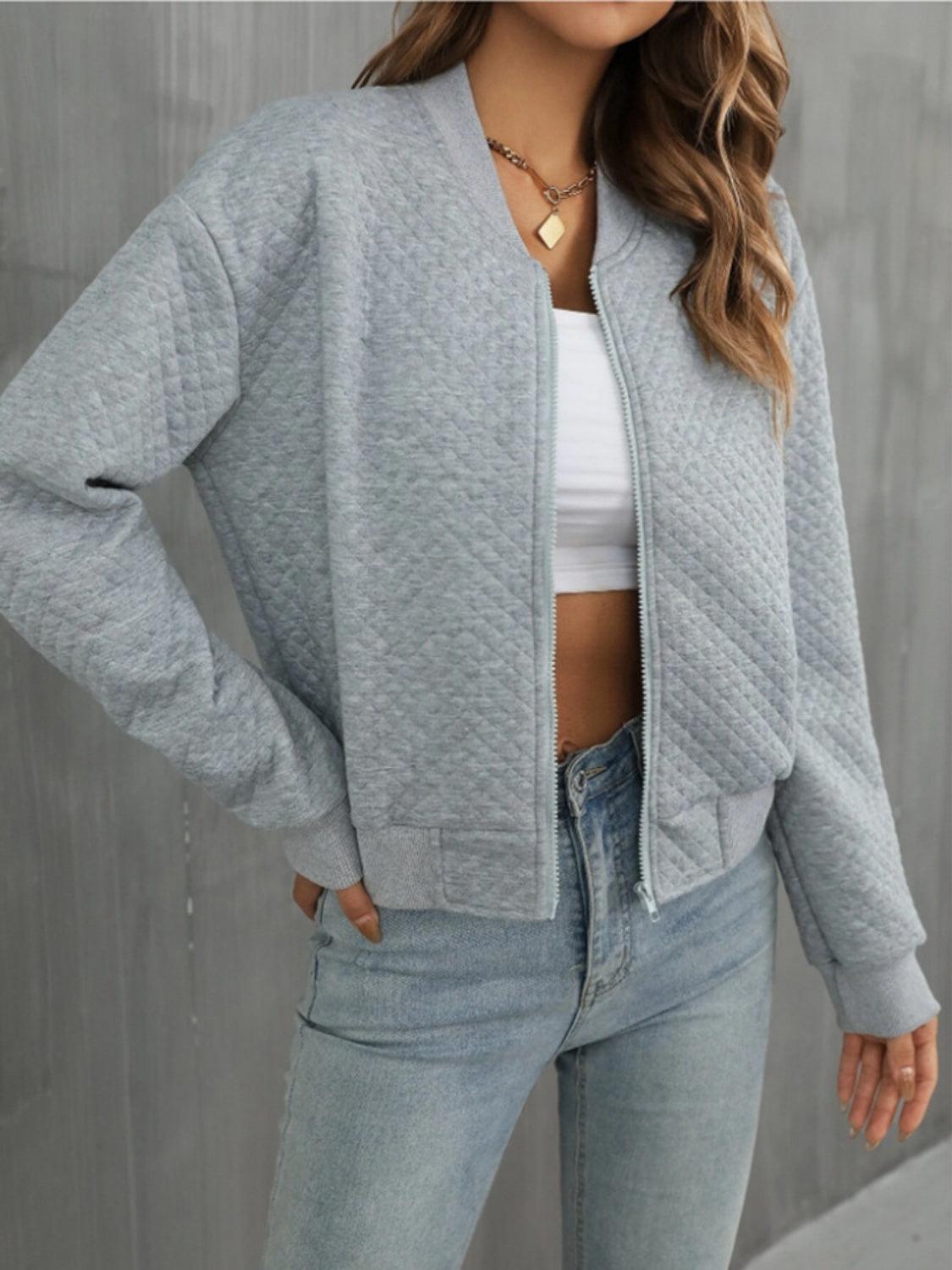 Get trendy with Zip Up Long Sleeve Jacket -  available at Styles Code. Grab yours today!