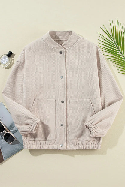 Get trendy with Snap Down Long Sleeve Jacket -  available at Styles Code. Grab yours today!